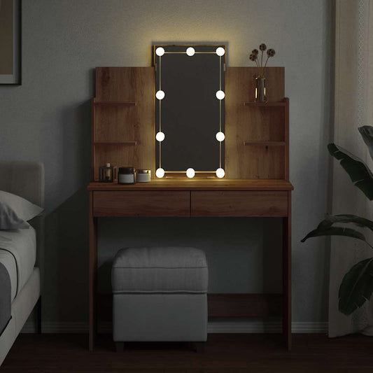 HKH Toucador com Luzes LED Cor em Carvalho Artisiano - 96x40x142 Cm