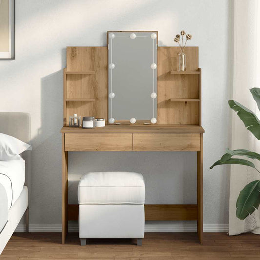 HKH Toucador com Luzes LED Cor em Carvalho Artisiano - 96x40x142 Cm