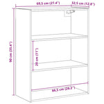 HKH Armario de Pared Flotante de Madera 69,5 X 32,5 X 90 Cm - Roble Artesanal