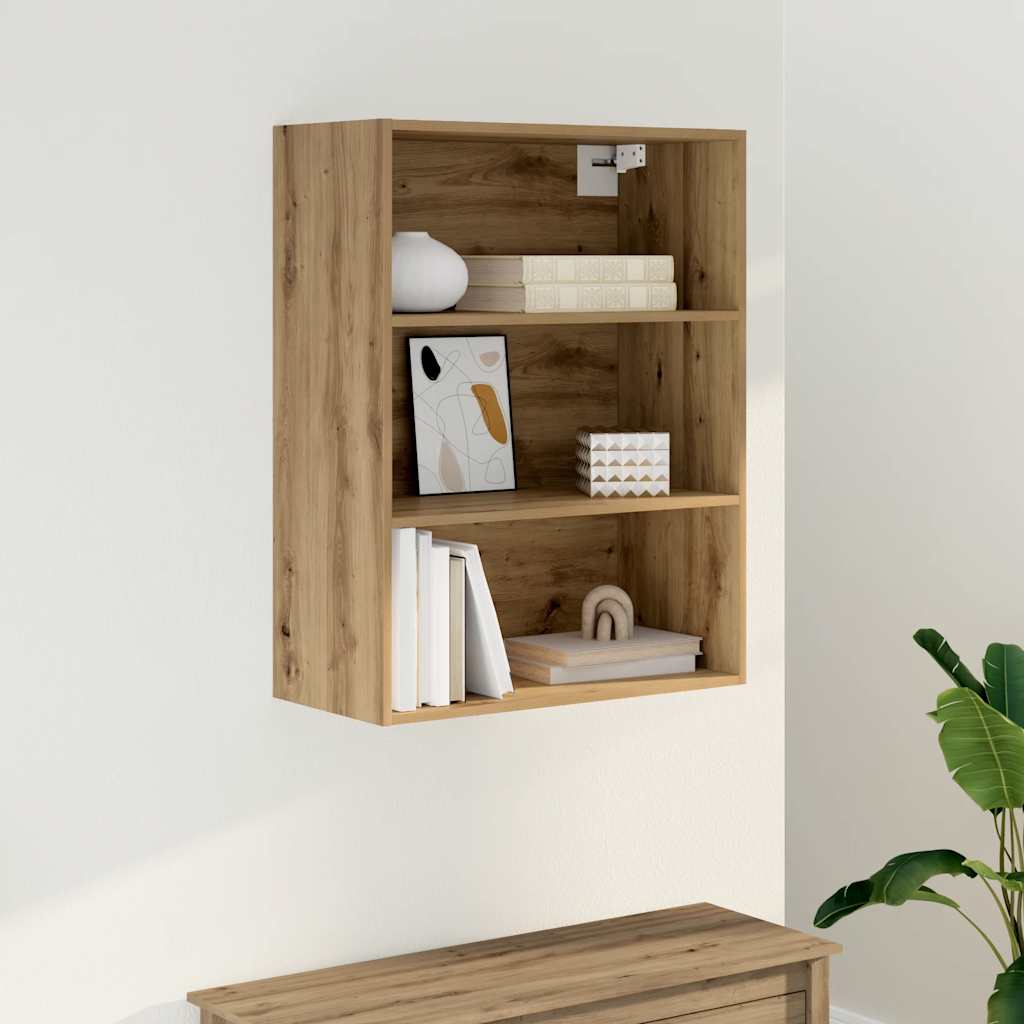 HKH Armario de Pared Flotante de Madera 69,5 X 32,5 X 90 Cm - Roble Artesanal