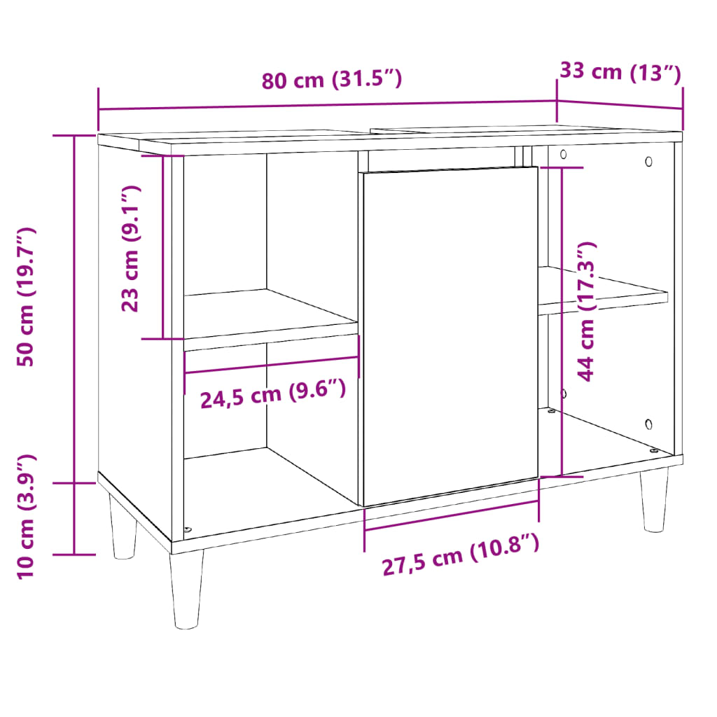 HKH Mueble de Baño Roble Sonoma - 80x33x60cm