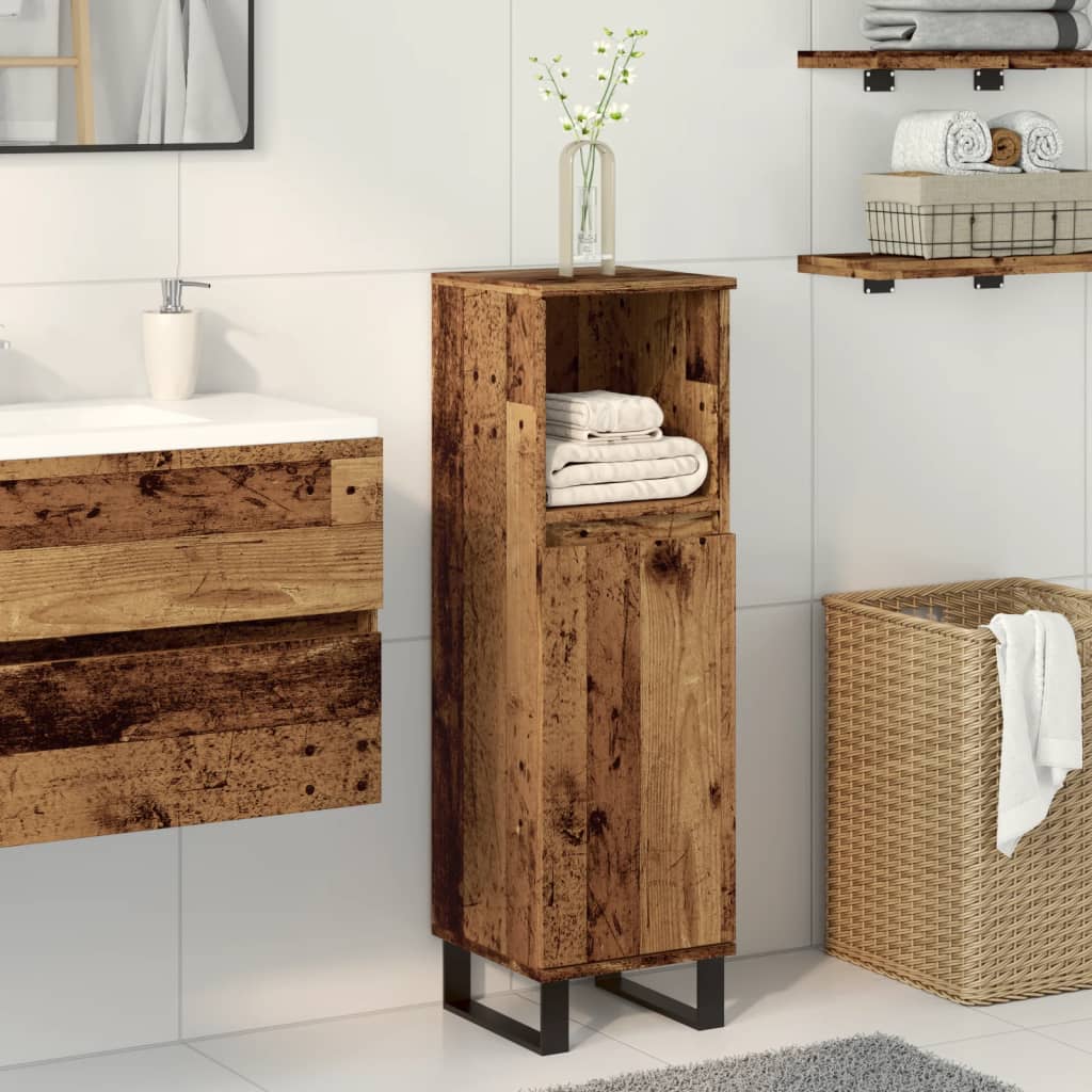 HKH Mueble de baño de madera envejecida - 30x30x100 cm