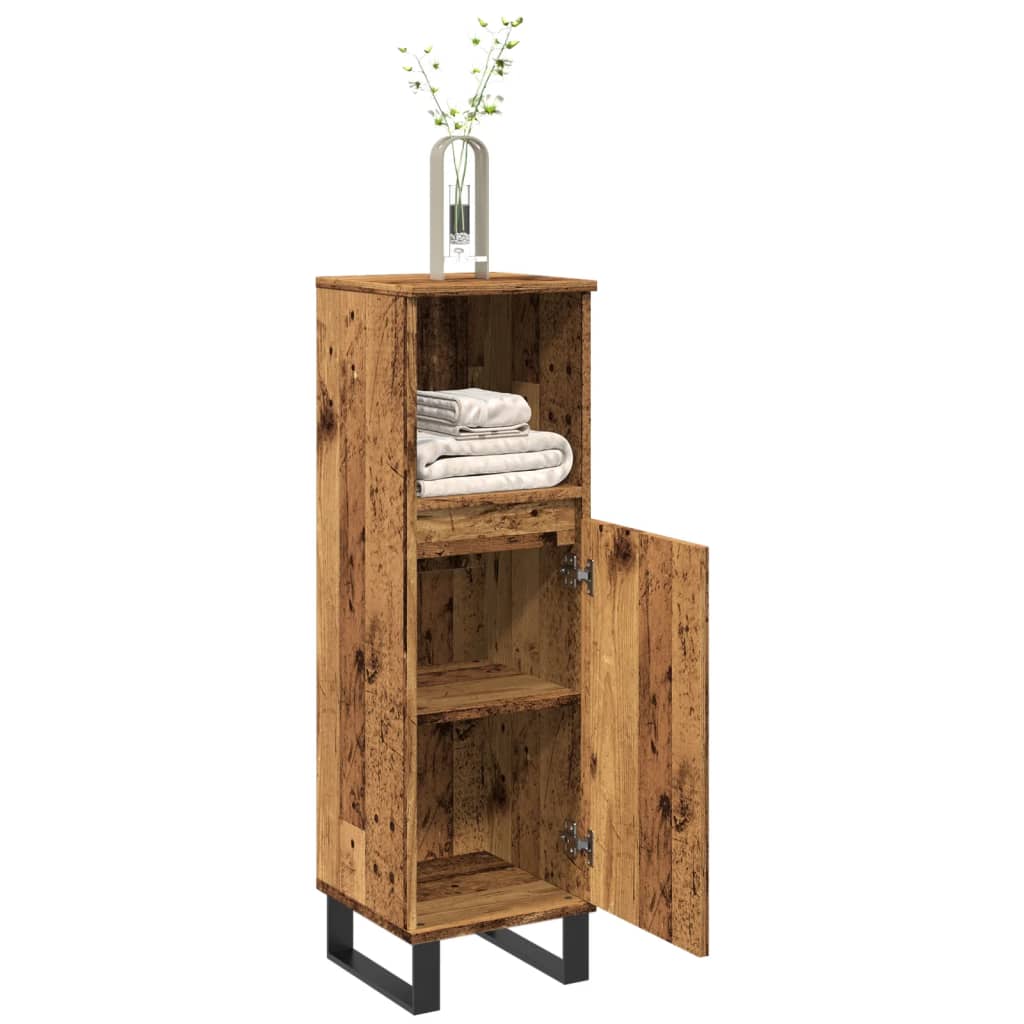 HKH Mueble de baño de madera envejecida - 30x30x100 cm