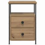 HKH Conjunto de 2 Mesas de Cabeceira em Derivados de Madeira Artisiano em Carvalho
