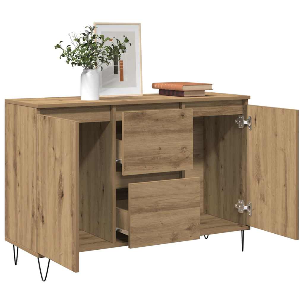 Aparador Moderno HKH en derivados de Madera, Hierro 101,5 X 35 X 70 Cm - Roble Artesanal