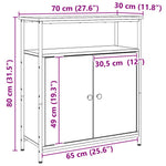 Aparador Clásico HKH de Madera, Acero 70 x 30 x 80 cm - Roble Artesanal