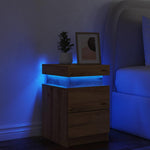 HKH Mesa de Cabeceira com Led em Derivados de Madeira Artisiano em Carvalho
