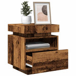 HKH Mesa de Cabeceira com Luzes Led Madeira Velha