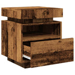 HKH Mesa de Cabeceira com Luzes Led Madeira Velha