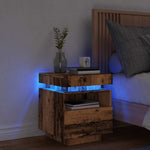 HKH Mesa de Cabeceira com Luzes Led Madeira Velha