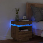 HKH Mesa de Cabeceira com Leds Artisiano em Carvalho