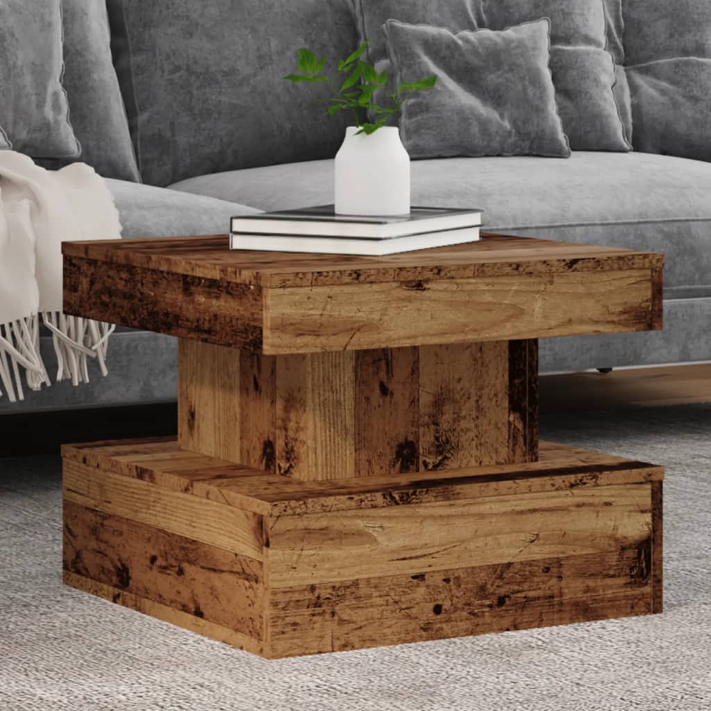 Mesa de centro HKH con luces LED en madera envejecida