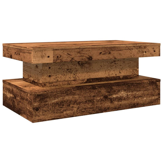 Mesa de centro HKH con luces LED en madera envejecida