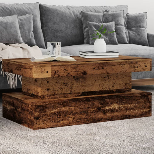 Mesa de centro HKH con luces LED en madera envejecida