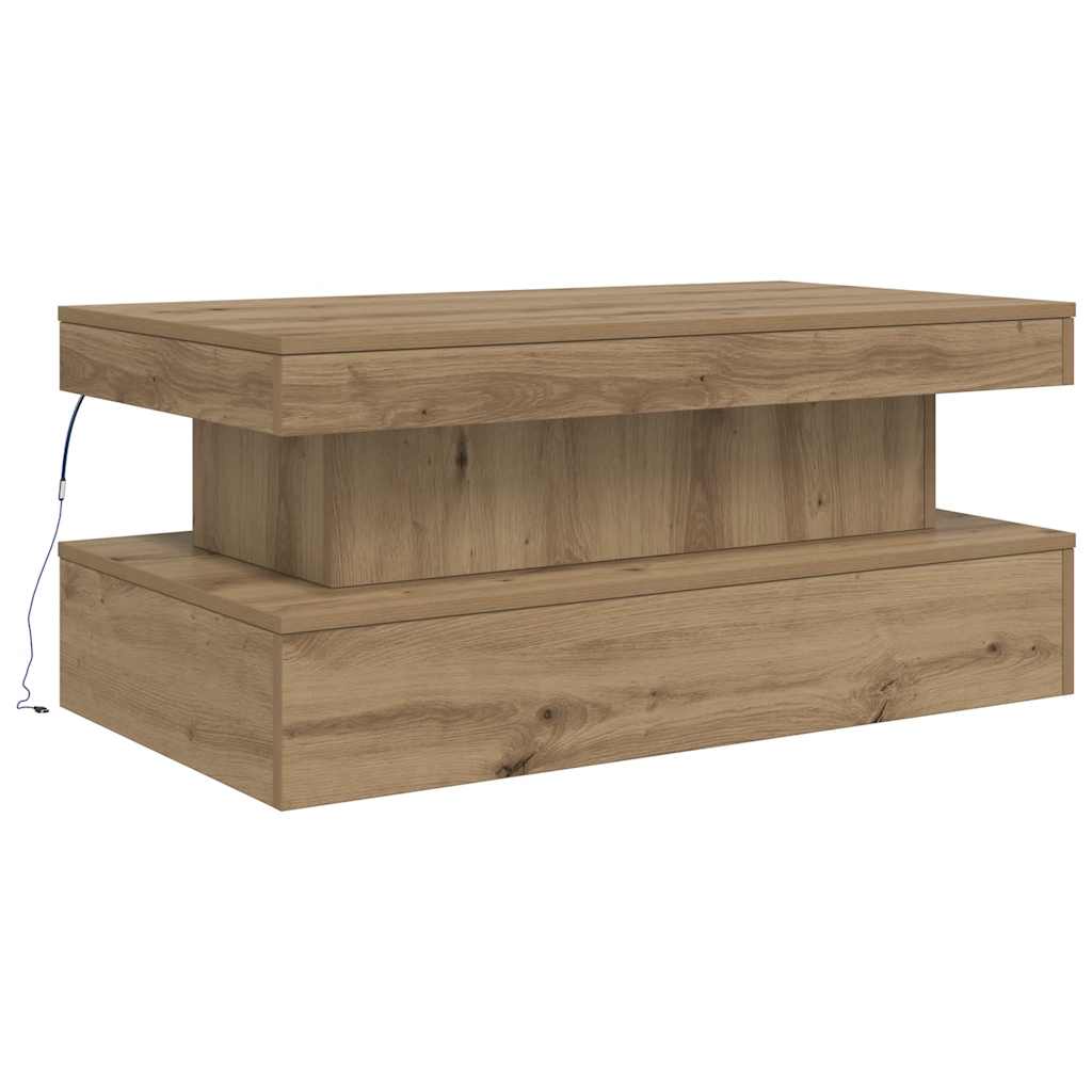 Mesa de Centro HKH con Luces Led Roble Artesano
