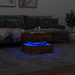 HKH Mesa de Centro com Luzes Led em Madeira Velha