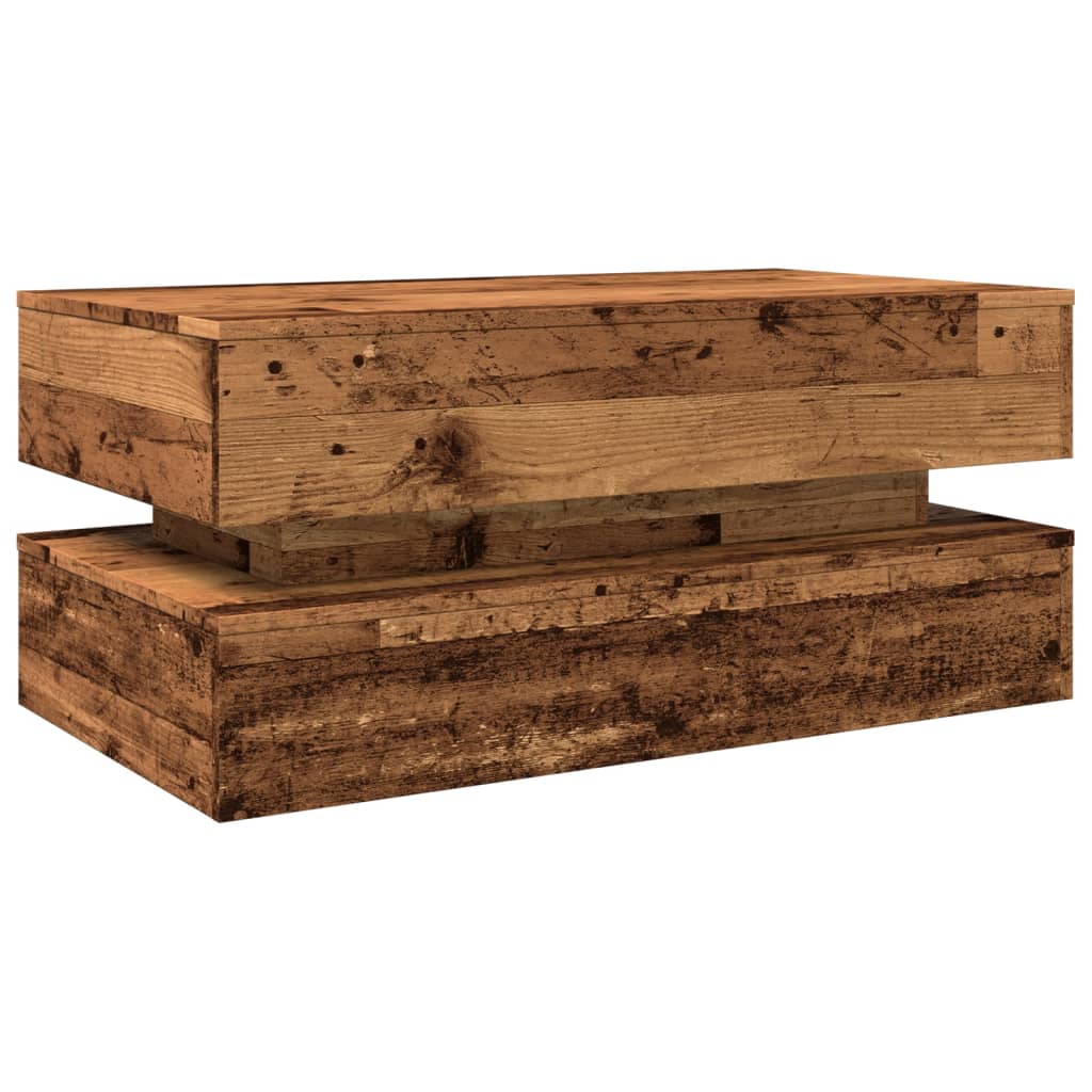 Mesa de centro HKH con luces LED en madera envejecida