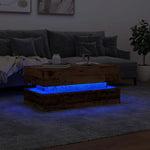 HKH Mesa de Centro com Luzes Led em Madeira Velha