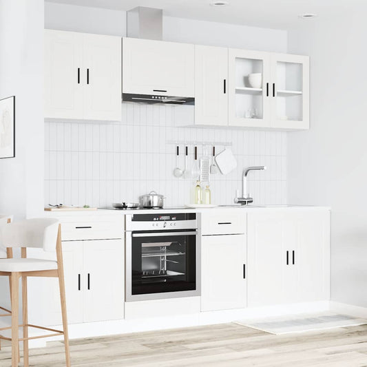 HKH Armário 8 Peças de Cozinha Conjunto Porto - Branco