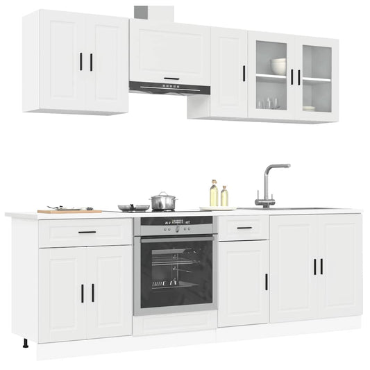 HKH Armário 8 Peças de Cozinha Conjunto Porto - Branco