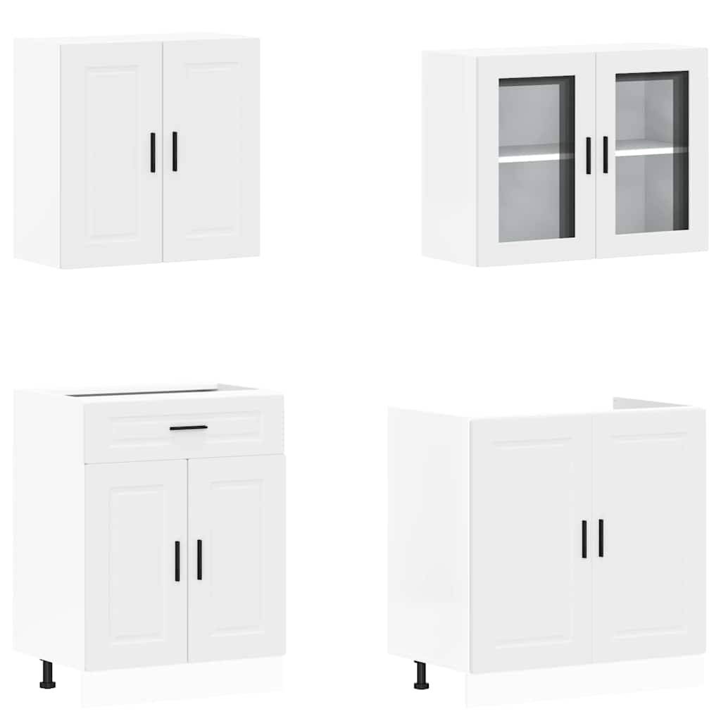 HKH Armario 4 Piezas de Cocina Conjunto Oporto - Blanco