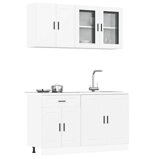HKH Armário 4 Peças de Cozinha Conjunto Porto - Branco