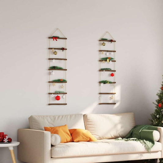 HKH Conjunto de 2 Decorações de Parede em Forma de Escada - Ramo Natural