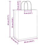 HKH Bolsas de papel 50 unidades con asas - Marrón - 26x12x35 cm