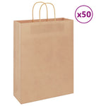 HKH Bolsas de Papel 50 Unidades con Asas - Marrón - 32x12x42 cm