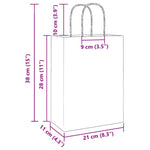 HKH Sacos de Papel 250 Unidades com Alças - Castanho - 21x11x28 cm