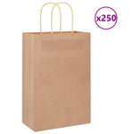 HKH Sacos de Papel 250 Unidades com Alças - Castanho - 21x11x31 cm