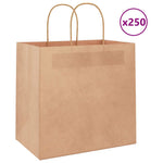 HKH Sacos de Papel 250 Unidades com Alças - Castanho - 26x17x25 cm