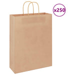 HKH Sacos de Papel 250 Unidades com Alças - Castanho - 32x12x42 cm