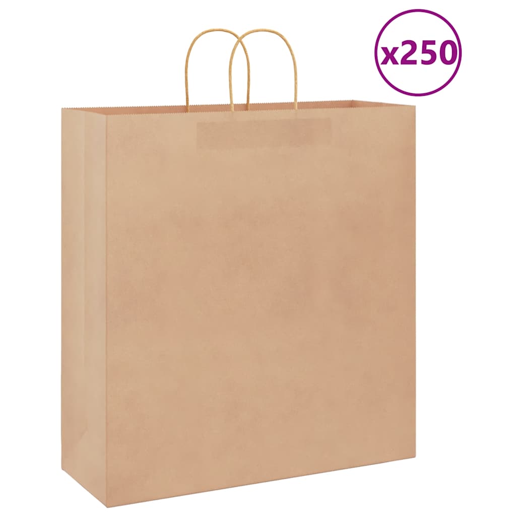 HKH Sacos de Papel 250 Unidades com Alças - Castanho - 45x17x48 cm