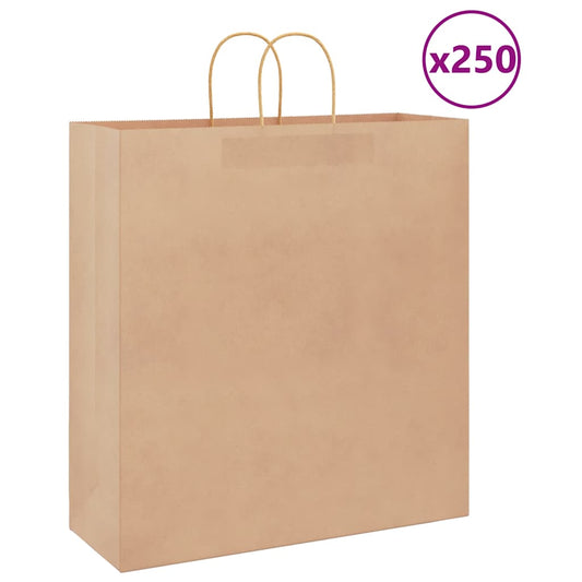 HKH Sacos de Papel 250 Unidades com Alças - Castanho - 45x17x48 cm