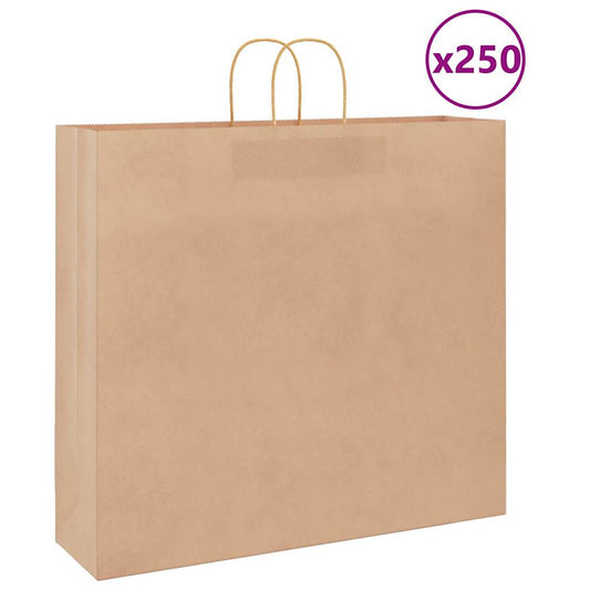 HKH Sacos de Papel 250 Unidades com Alças - Castanho - 54x15x49 cm