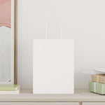 HKH Bolsas de Papel 50 Unidades con Asas - Blanco - 21x11x28 cm