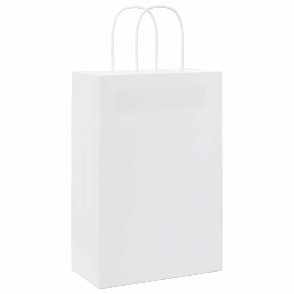 HKH Bolsas de Papel 50 Unidades con Asas - Blanco - 21x11x31 cm