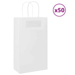 HKH Bolsas de papel 50 unidades con asas - Blanco - 21x11x36 cm