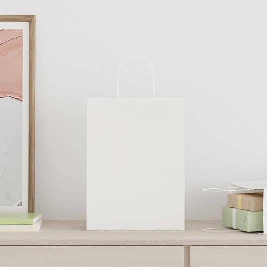 HKH Sacos de Papel 50 Unidades com Alças - Branco - 26x12x35 cm