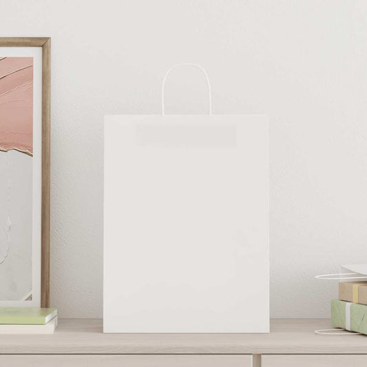 HKH Sacos de Papel 50 Unidades com Alças - Branco - 32x12x42 cm