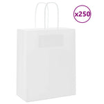 HKH Sacos de Papel 250 Unidades com Alças - Branco - 18x8x22 cm