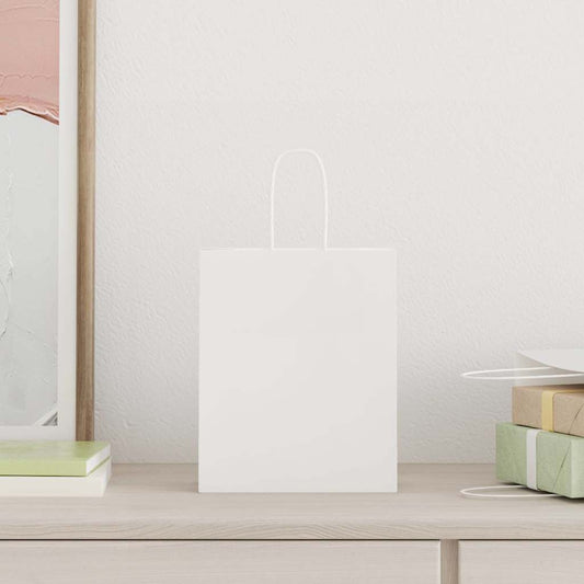 Bolsas de papel HKH 250 unidades con asas - Blancas - 18x8x22 cm