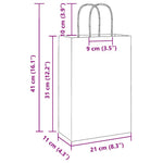 HKH Sacos de Papel 250 Unidades com Alças - Branco - 21x11x31 cm