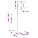 HKH Sacos de Papel 250 Unidades com Alças - Branco - 21x11x36 cm