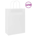 HKH Sacos de Papel 250 Unidades com Alças - Branco - 26x12x35 cm