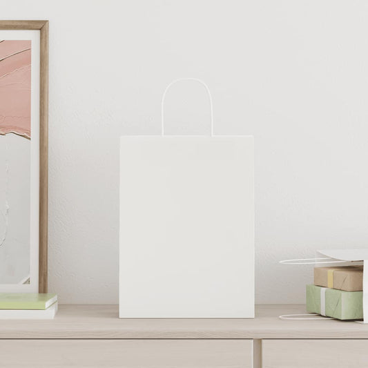 Bolsas de papel HKH 250 unidades con asas - Blanco - 26x12x35 cm