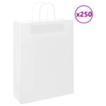 HKH Bolsas de Papel 250 Unidades con Asas - Blanco - 32x12x42 cm
