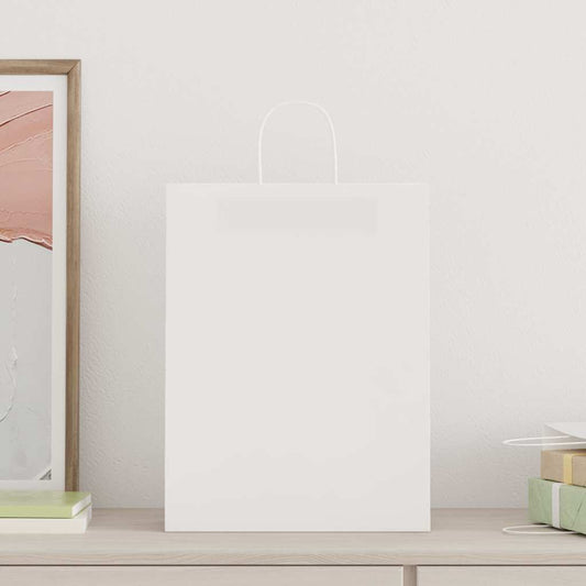 HKH Bolsas de Papel 250 Unidades con Asas - Blanco - 32x12x42 cm