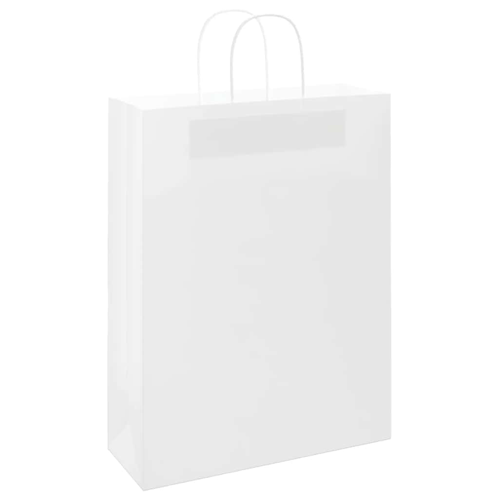 HKH Bolsas de Papel 250 Unidades con Asas - Blanco - 32x12x42 cm
